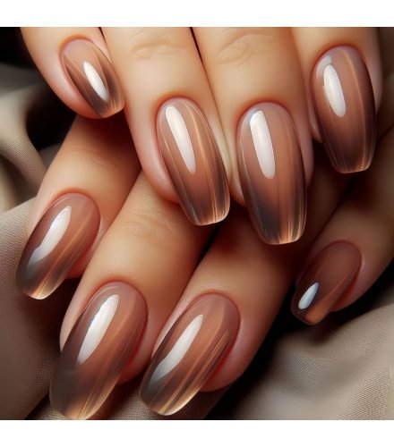 NA096 - Brown Gradient Ballet Nails